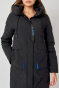 Купить Пальто утепленное с капюшоном зимнее женское  черного цвета 442187Ch, фото 9