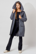 Купить Пальто утепленное с капюшоном зимнее женское  серого цвета 442187Sr, фото 9