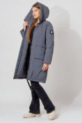 Купить Пальто утепленное с капюшоном зимнее женское  серого цвета 442187Sr, фото 10