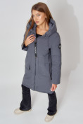 Купить Пальто утепленное с капюшоном зимнее женское  серого цвета 442187Sr, фото 5