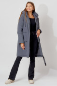Купить Пальто утепленное с капюшоном зимнее женское  серого цвета 442187Sr, фото 6