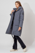 Купить Пальто утепленное с капюшоном зимнее женское  серого цвета 442187Sr, фото 7