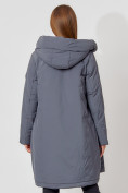 Купить Пальто утепленное с капюшоном зимнее женское  серого цвета 442187Sr, фото 13