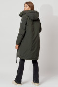 Купить Пальто утепленное с капюшоном зимнее женское  темно-зеленого цвета 442187TZ, фото 5