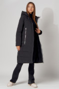 Купить Пальто утепленное с капюшоном зимние женское  черного цвета 442189Ch, фото 11