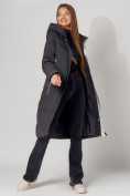 Купить Пальто утепленное с капюшоном зимние женское  черного цвета 442189Ch, фото 12