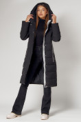 Купить Пальто утепленное с капюшоном зимние женское  черного цвета 442189Ch, фото 15