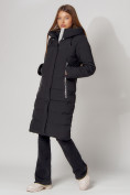 Купить Пальто утепленное с капюшоном зимние женское  черного цвета 442189Ch, фото 3