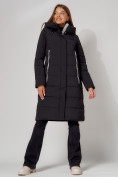 Купить Пальто утепленное с капюшоном зимние женское  черного цвета 442189Ch, фото 5