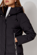 Купить Пальто утепленное с капюшоном зимние женское  черного цвета 442189Ch, фото 7