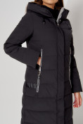 Купить Пальто утепленное с капюшоном зимние женское  черного цвета 442189Ch, фото 8