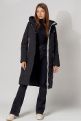 Купить Пальто утепленное с капюшоном зимние женское  черного цвета 442189Ch, фото 9