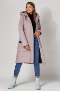 Купить Пальто утепленное с капюшоном зимние женское  розового цвета 442189R, фото 10