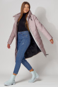 Купить Пальто утепленное с капюшоном зимние женское  розового цвета 442189R, фото 11