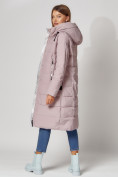 Купить Пальто утепленное с капюшоном зимние женское  розового цвета 442189R, фото 12