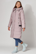 Купить Пальто утепленное с капюшоном зимние женское  розового цвета 442189R, фото 2