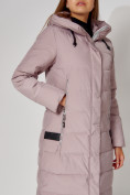 Купить Пальто утепленное с капюшоном зимние женское  розового цвета 442189R, фото 7