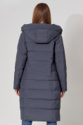 Купить Пальто утепленное с капюшоном зимние женское  темно-синего цвета 442189TS, фото 14