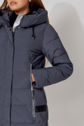Купить Пальто утепленное с капюшоном зимние женское  темно-синего цвета 442189TS, фото 12