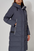 Купить Пальто утепленное с капюшоном зимние женское  темно-синего цвета 442189TS, фото 13