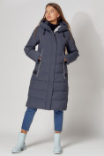 Купить Пальто утепленное с капюшоном зимние женское  темно-синего цвета 442189TS, фото 7