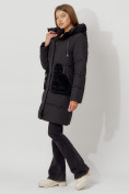 Купить Пальто утепленное с капюшоном зимнее женское  черного цвета 442197Ch, фото 9