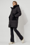 Купить Пальто утепленное с капюшоном зимнее женское  черного цвета 442197Ch, фото 10