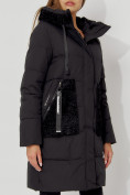 Купить Пальто утепленное с капюшоном зимнее женское  черного цвета 442197Ch, фото 12