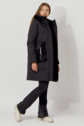 Купить Пальто утепленное с капюшоном зимнее женское  черного цвета 442197Ch, фото 2