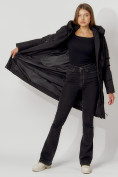 Купить Пальто утепленное с капюшоном зимнее женское  черного цвета 442197Ch, фото 3