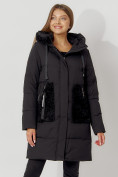 Купить Пальто утепленное с капюшоном зимнее женское  черного цвета 442197Ch, фото 8