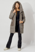 Купить Пальто утепленное с капюшоном зимнее женское  коричневого цвета 442197K, фото 11