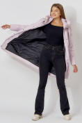 Купить Пальто утепленное с капюшоном зимнее женское  розового цвета 442197R, фото 5