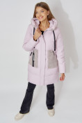 Купить Пальто утепленное с капюшоном зимнее женское  розового цвета 442197R, фото 11