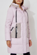 Купить Пальто утепленное с капюшоном зимнее женское  розового цвета 442197R, фото 12