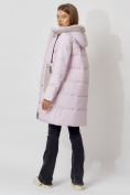 Купить Пальто утепленное с капюшоном зимнее женское  розового цвета 442197R, фото 6