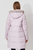Купить Пальто утепленное с капюшоном зимнее женское  розового цвета 442197R, фото 14