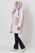 Купить Пальто утепленное с капюшоном зимнее женское  розового цвета 442197R, фото 7
