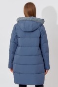 Купить Пальто утепленное с капюшоном зимнее женское  синего цвета 442197S, фото 14