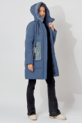 Купить Пальто утепленное с капюшоном зимнее женское  синего цвета 442197S, фото 10