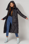 Купить Пальто утепленное стеганое зимнее женское  черного цвета 448601Ch, фото 13