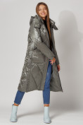 Купить Пальто утепленное стеганое зимнее женское  цвета хаки 448601Kh, фото 11