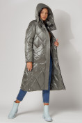 Купить Пальто утепленное стеганое зимнее женское  цвета хаки 448601Kh, фото 14