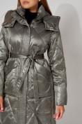 Купить Пальто утепленное стеганое зимнее женское  цвета хаки 448601Kh, фото 15