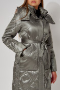 Купить Пальто утепленное стеганое зимнее женское  цвета хаки 448601Kh, фото 16