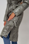Купить Пальто утепленное стеганое зимнее женское  цвета хаки 448601Kh, фото 17