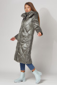 Купить Пальто утепленное стеганое зимнее женское  цвета хаки 448601Kh, фото 3