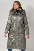 Купить Пальто утепленное стеганое зимнее женское  цвета хаки 448601Kh, фото 4