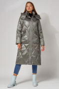 Купить Пальто утепленное стеганое зимнее женское  цвета хаки 448601Kh, фото 6