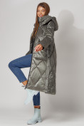 Купить Пальто утепленное стеганое зимнее женское  цвета хаки 448601Kh, фото 9
